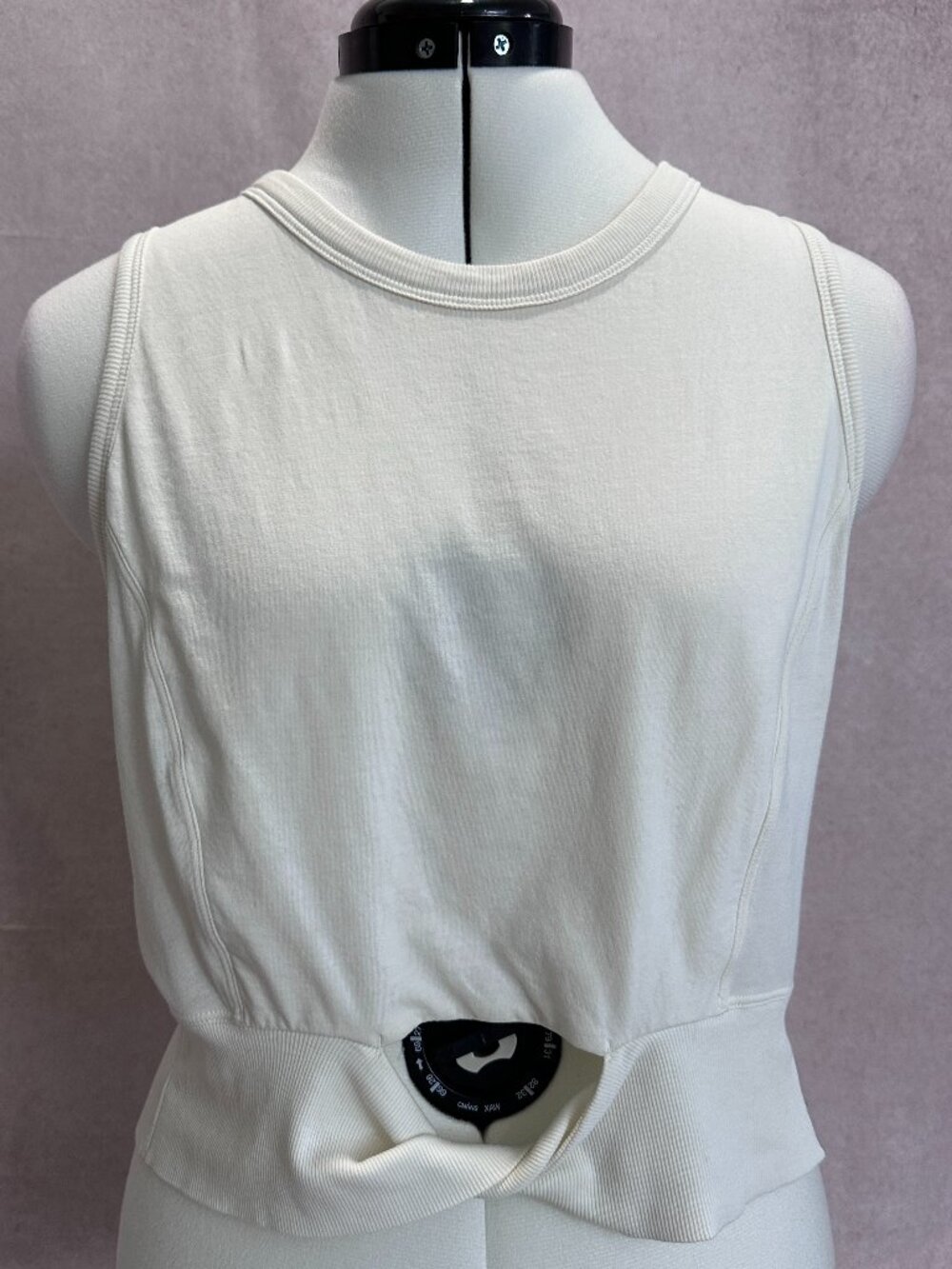 Lululemon Cropped Cotton Ribbed-Band Tank Top, Lemon Sorbet, Size 12